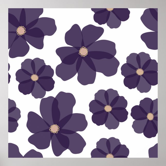 Blommigt sömlös mönster med hand plockade lila kos poster (Framsidan)