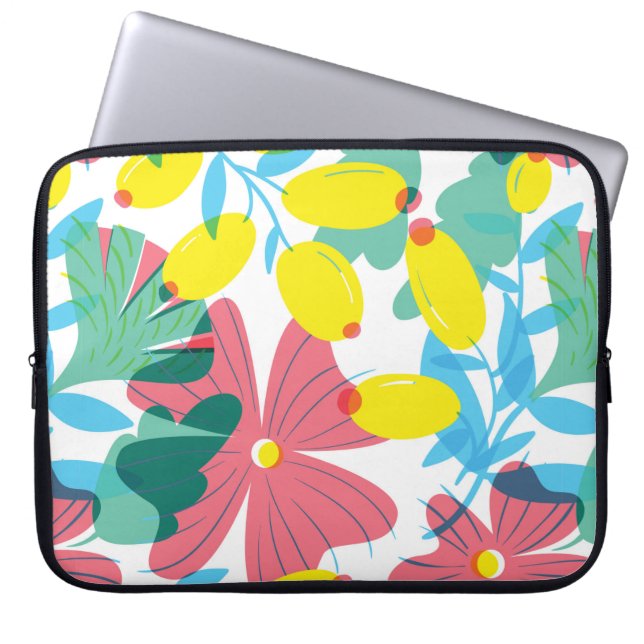 Blommigt sömlös mönster med inslag med insyn. laptop fodral (Framsidan)