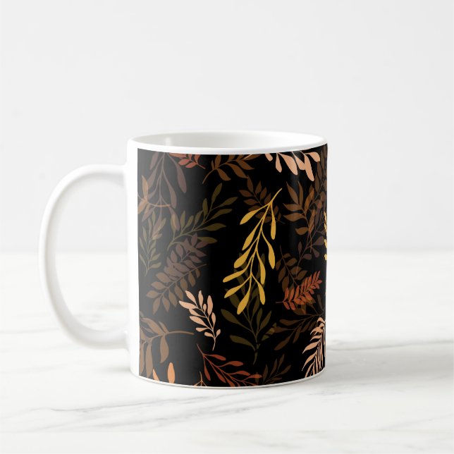 Blommigt sömlös mönster med löv. Sömlös papp Kaffemugg (Vänster)
