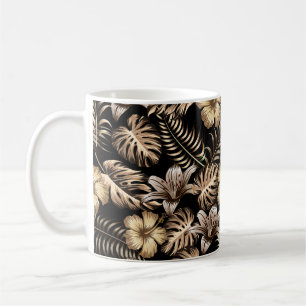 Blommigt sömlös mönster med löv. tropiskt rygg kaffemugg