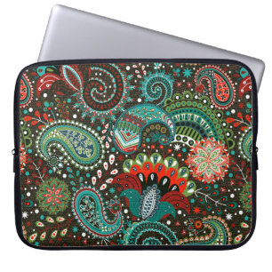 Blommigt sömlös mönster med paisley inslag laptop fodral