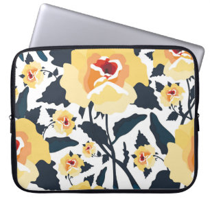 Blommigt sömlös mönster med ro. Sömlös texti Laptop Fodral