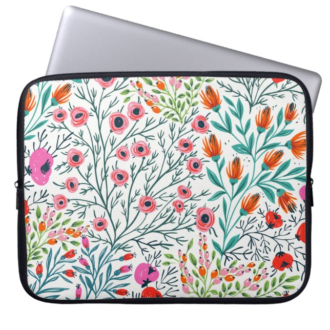 blommigt sömlös mönster med sommarblomma. laptop fodral (Framsidan)