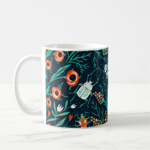  blommigt sömlös mönster med sommarblommor och sam kaffemugg