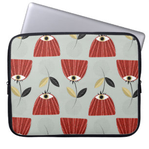 Blommigt sömlös mönster med vita röda blommor laptop fodral
