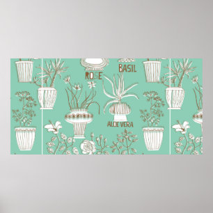 Blommigt sömlös mönster poster