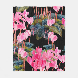 Blommigt sömlös mönster. Rosa cyklamen isolerad på Fleecefilt