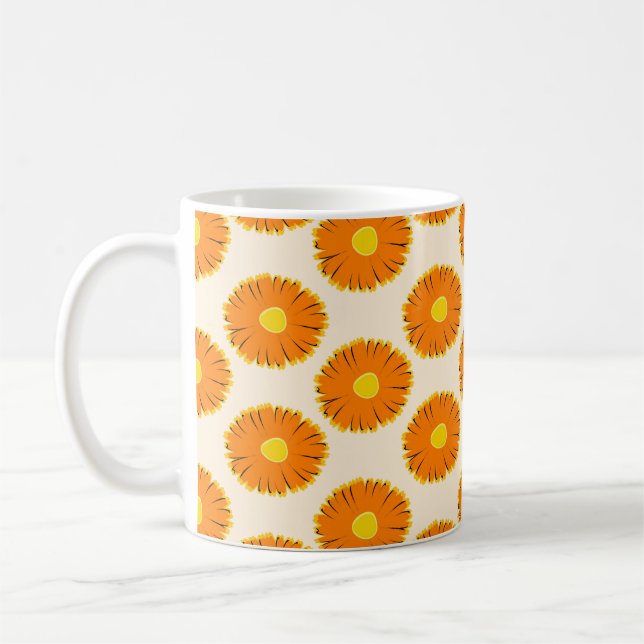 Blommigt sömlös mönster. sömlös mönster med kaffemugg (Vänster)