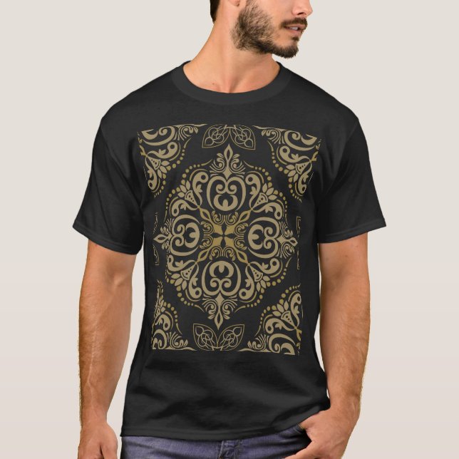 Blommigt sömlös, vintage, botanisk design. t shirt (Framsida)