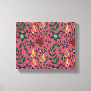 Blommigt Sömlösa blommor från mönster rosa löv gre Canvastryck