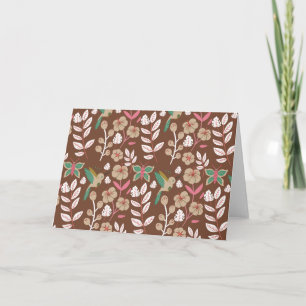 Blommigt sömlösa blommor, löv, fjäril, mönster kort