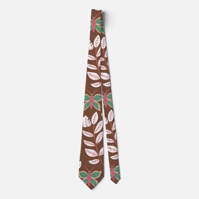 Blommigt sömlösa blommor, löv, fjäril, mönster slips (Framsida)