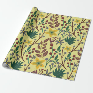 Blommigt sömlösa blommor, löv, grenar, mönster presentpapper
