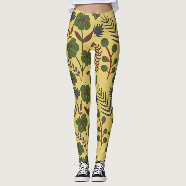 Blommigt sömlösa blommor och fjärilar från mönster leggings (Framsida)