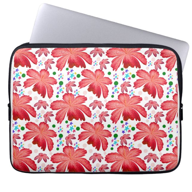 Blommigt Sömlöst Mönster | Akryl Blomdesign Laptop Fodral (Framsidan)