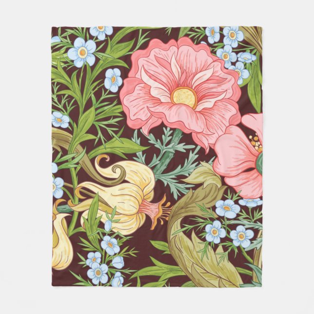 Blommigt Sömlöst mönster, bakgrund med konst nr Fleecefilt (Framsidan)