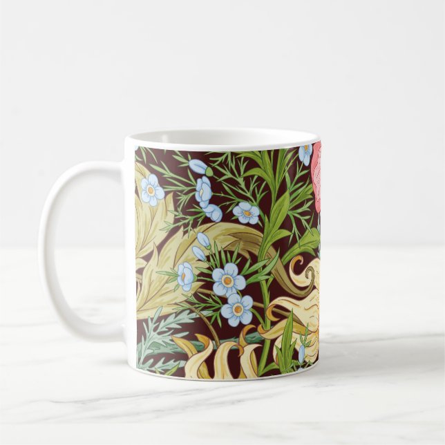 Blommigt Sömlöst mönster, bakgrund med konst nr Kaffemugg (Vänster)