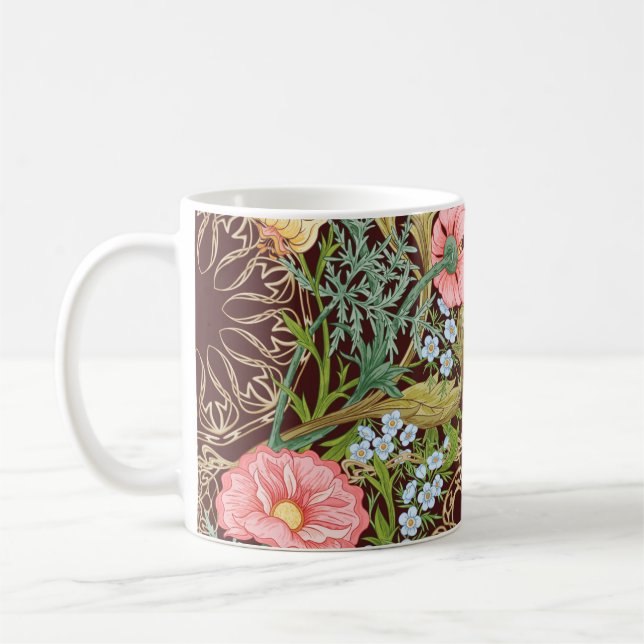 Blommigt Sömlöst mönster, bakgrund med konst nr Kaffemugg (Vänster)