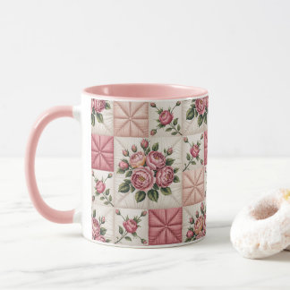 Blommigt sömlöst mönster, sömlöst rosmönster mugg