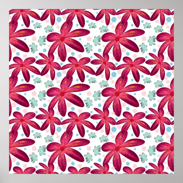 Blommigt sömlöst mönster | Vattenfärg Blomma Uppre Poster (Framsidan)