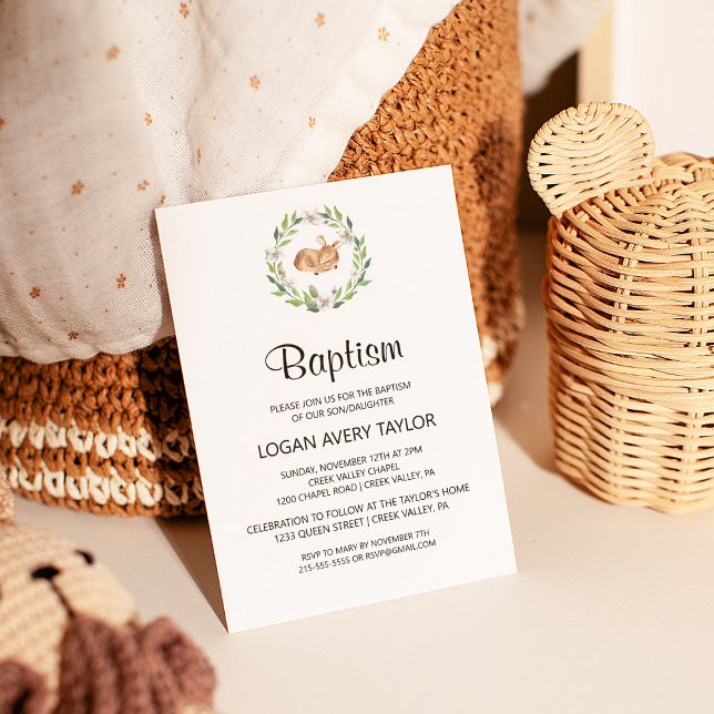 Blommigt Sömmande Hjort Baptism Inbjudningar (Skapare uppladdad)