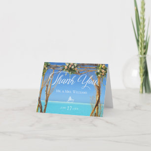 Blommigt Sommar Beach Wedding Arch Tack Kort