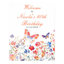 Blommigt Sommarfjäril Birthday Shower