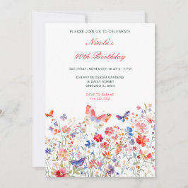 Blommigt Sommarfjäril Födelsedagsfest Inbjudningar