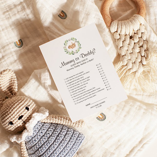 Blommigt Sömpande Hjort Shower Mummy eller pappa G Flygblad (Skapare uppladdad)