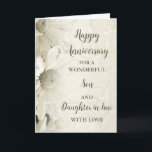 Blommigt Son och dotter i advokatfirandet Kort<br><div class="desc">Lycklig bröllop-årskort för son och dotter i juridik med vackra vita vintagar blommor mönster och sentimentala versum.</div>