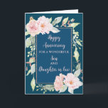 Blommigt Son och dotter i Law Bröllop-årsdagen Kort<br><div class="desc">Lycklig-bröllop-årskort för son och dotter i juridik med vackra vintage-rosa vattenfärgblommor och sentimentala versaler.</div>