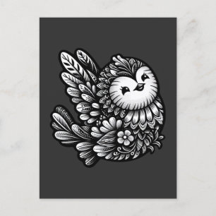 Blommigt Songbird Art Vykort
