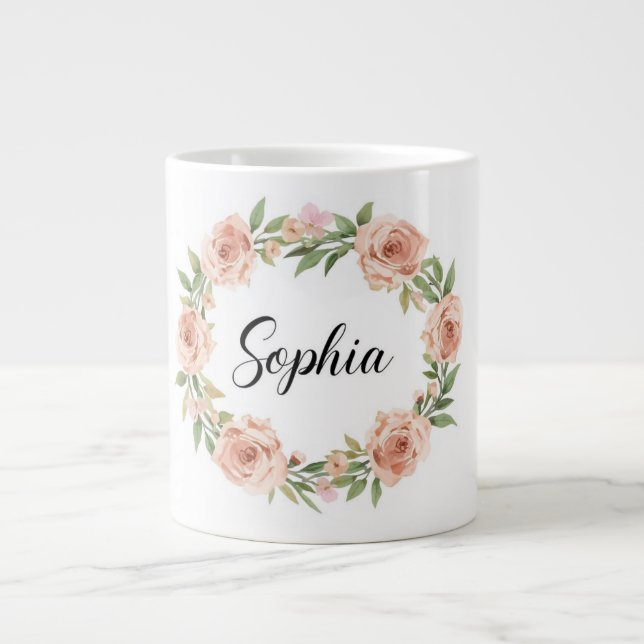 Blommigt Sophia Coffee Mugg Jumbo Mugg (Framsidan)