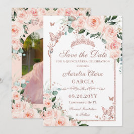  Blommigt Söt 16 Ro Guld Quinceañera Foto Spara Datumet