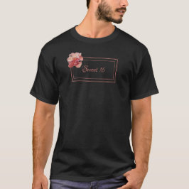 Blommigt söt 16 rosa och svart t shirt