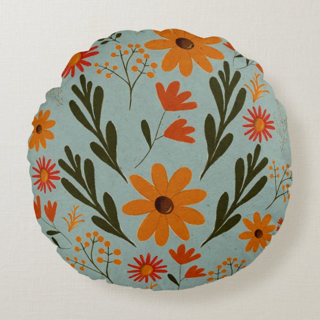 Blommigt Söt Colorful Flowers Dekorativ kudde (Framsidan)