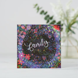 Blommigt Söt Lila Whimsical Family Tack Kort