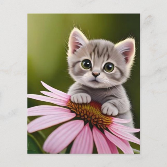 Blommigt söt liten grått-katt (Framsida)