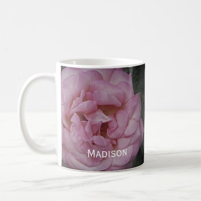 Blommigt Söt Ljusare rosa Ro fotoblomma i  Kaffemugg (Vänster)