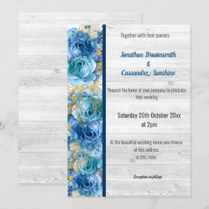 BLOMMIGT SÖT NAVY BLUE RUSTIC WHITEWASH BRÖLLOP INBJUDNINGAR