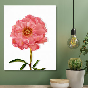 Blommigt Söt Rosa Peony Flower Art Canvastryck