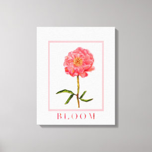 Blommigt Söt Rosa Peony Flower Art Canvastryck