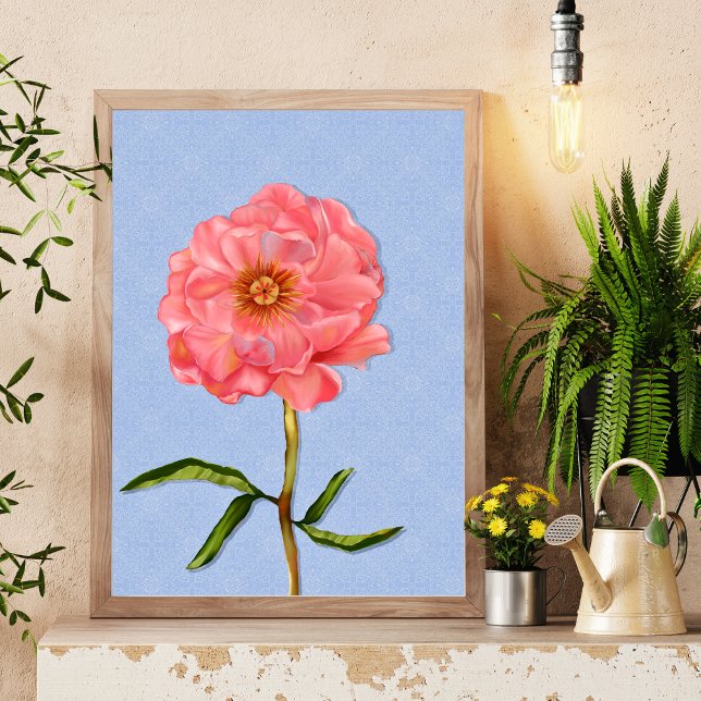 Blommigt Söt Rosa Peony Flower Art Poster (Skapare uppladdad)