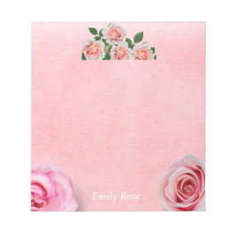 Blommigt Söt Rosa ros Glad Alla hjärtans dag Anteckningsblock