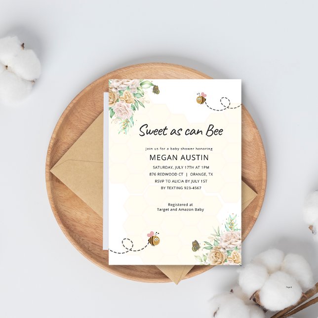 Blommigt Söt som kan vara honeycomb Baby Shower Inbjudningar (Skapare uppladdad)