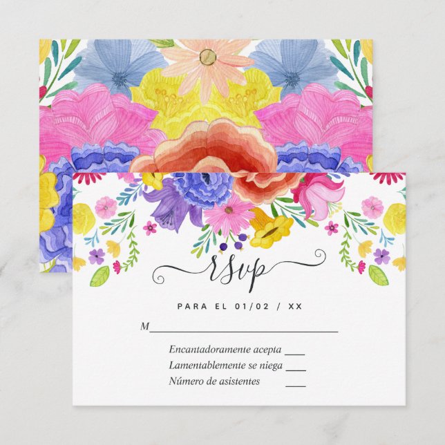 Blommigt Spanska Fiesta-Bröllop OSA-kort OSA Kort (Fram/baksida)