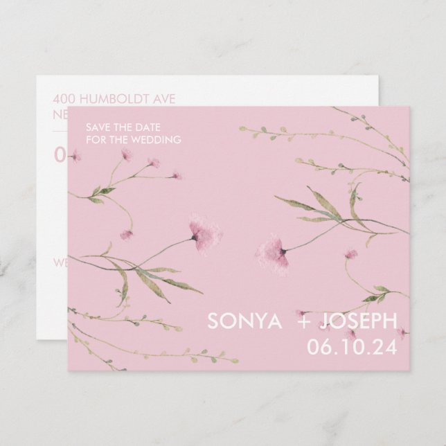 Blommigt Spara datum (Fram/baksida)