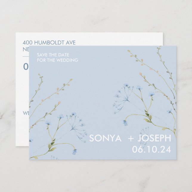 Blommigt Spara datum (Fram/baksida)