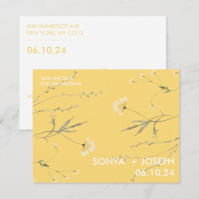 Blommigt Spara datum (Fram/baksida)