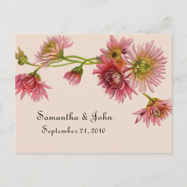 Blommigt Spara datum Meddelande Vykort (Framsida)